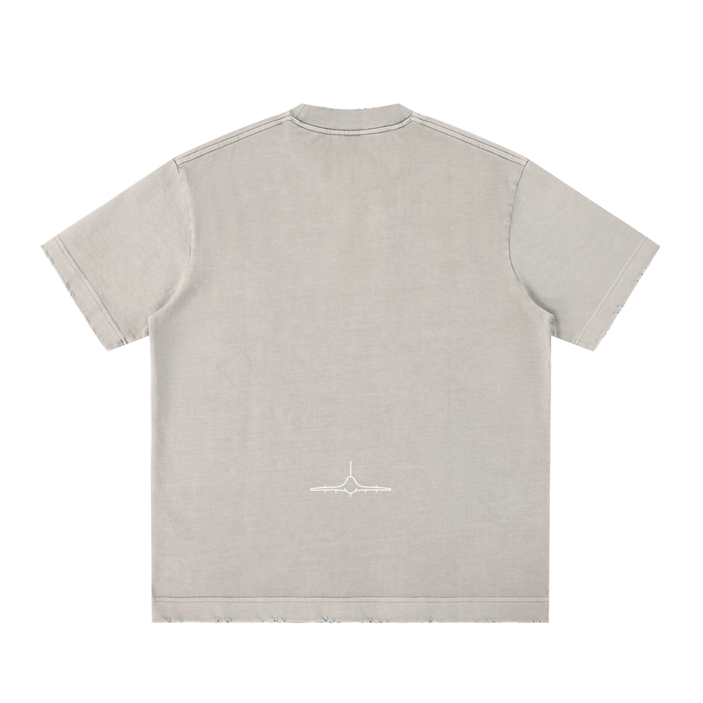 FL390 Heavyweight Vintage Washed Frayed T Shirt