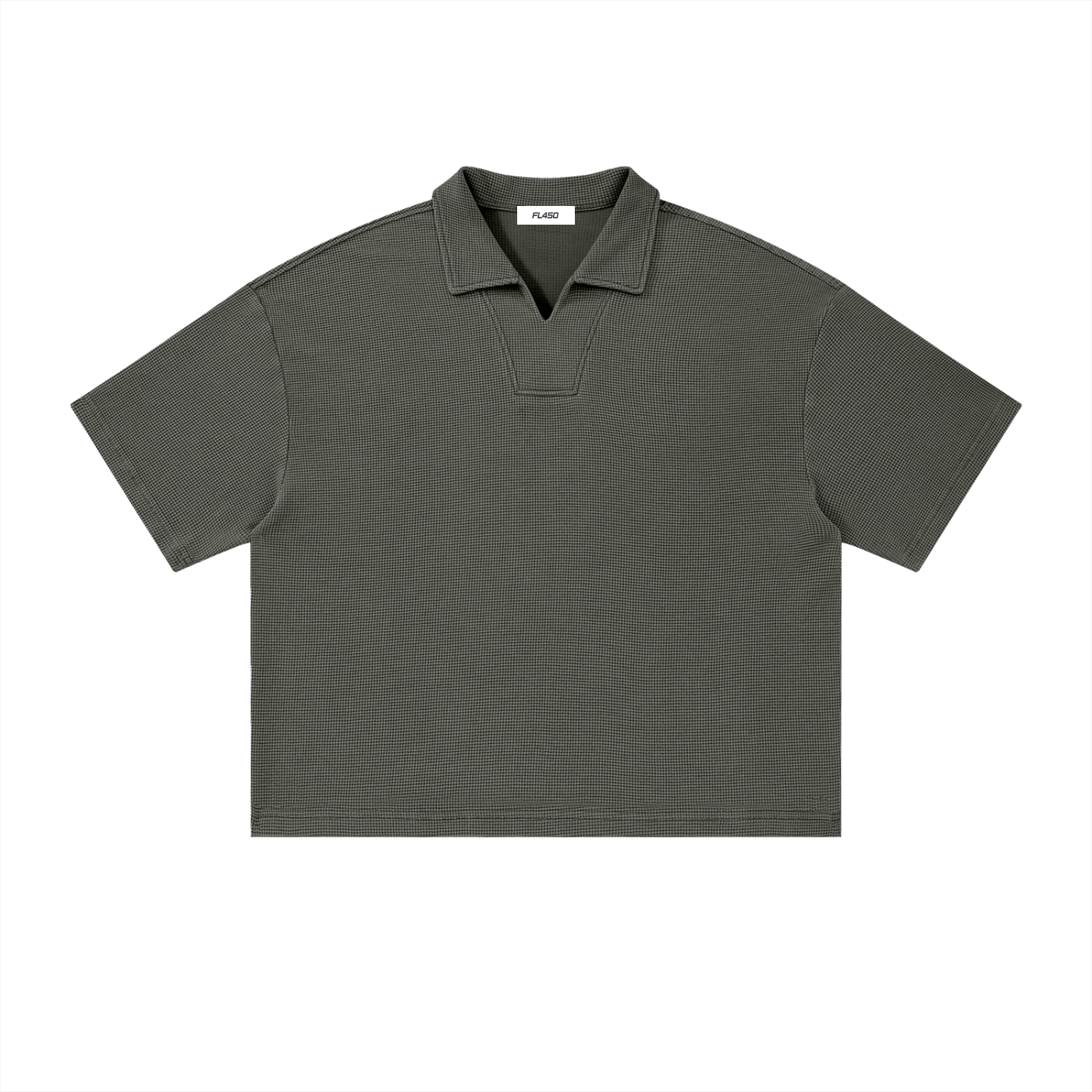 FL450 Unisex Vintage Wash Waffle Boxy Polo Shirt