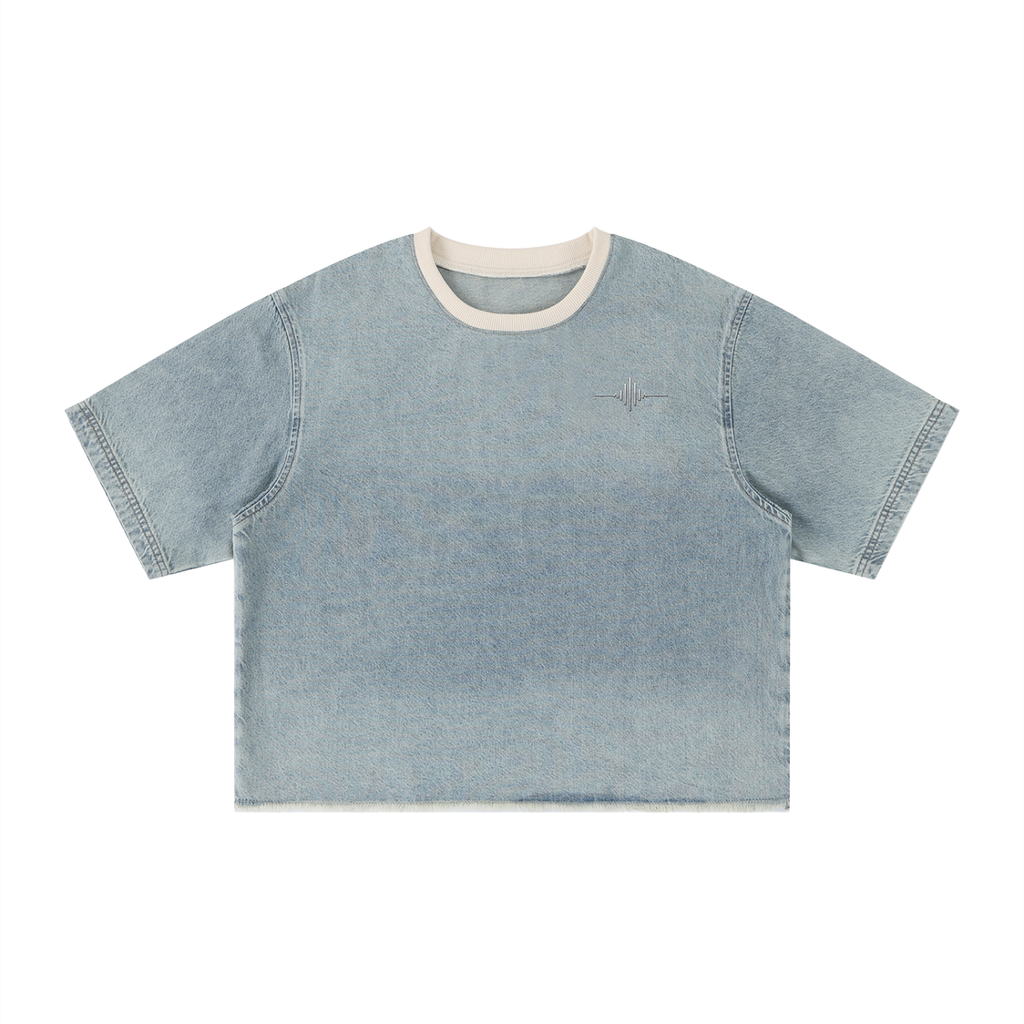 FL450,DJFL450,DenimTshirt,BoxyFit,RawHem,VintageWash,StreetWear,Unisex,Premium,Fashion,UrbanStyle,StatementPiece,FlightWear
