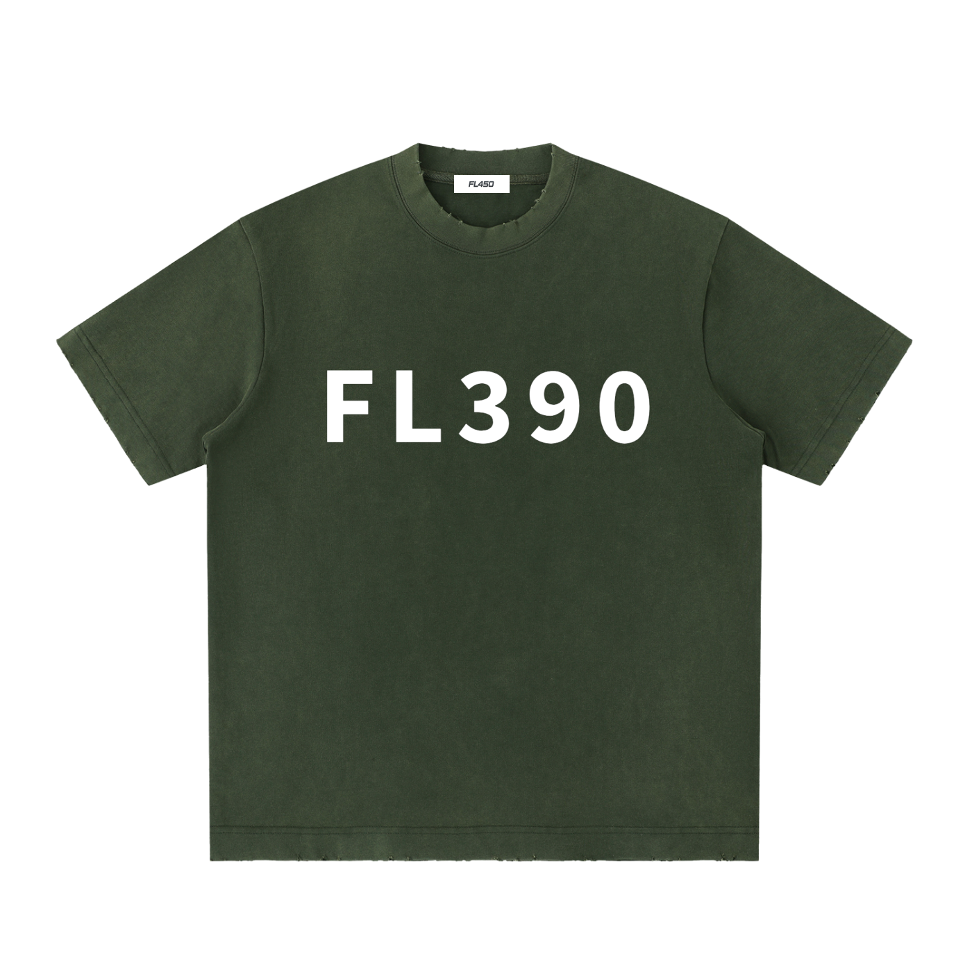 FL390 Heavyweight Vintage Washed Frayed T Shirt