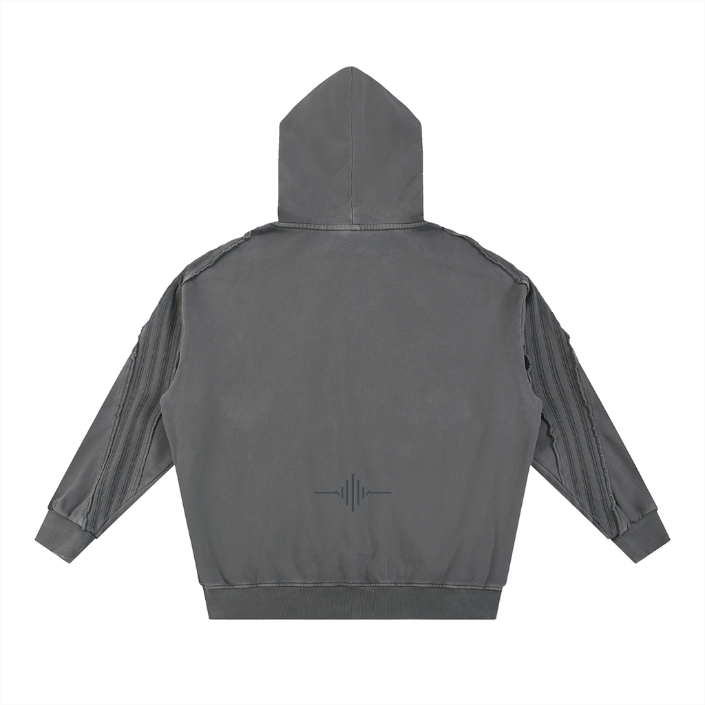 FL450 Snow Washed Tape Raw Edge Zip Hoodie