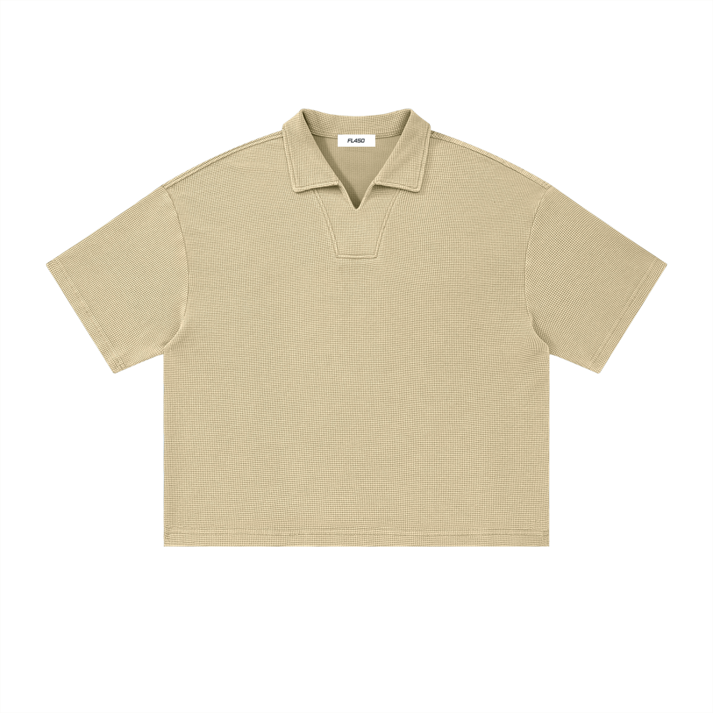 FL450 Unisex Vintage Wash Waffle Boxy Polo Shirt