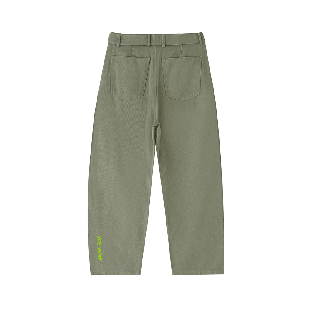 FL450 Belted Barrel-leg Chino Pants - Amame Pues
