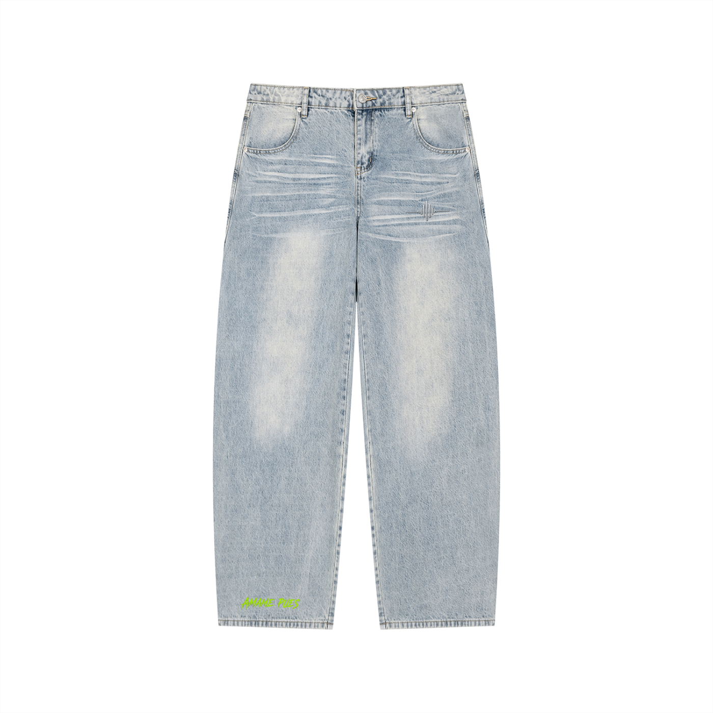 FL450 Men’s Enzyme Wash Wide Leg Jeans - Amame Pues