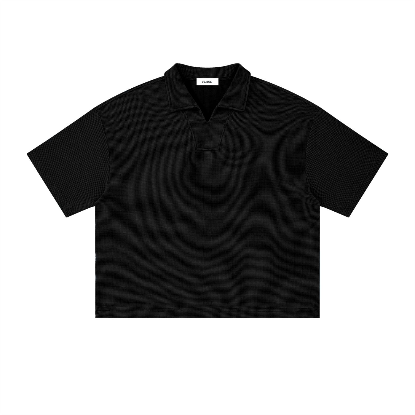 FL450 Unisex Vintage Wash Waffle Boxy Polo Shirt