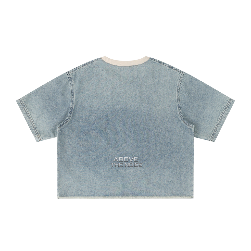 FL450,DJFL450,DenimTshirt,BoxyFit,RawHem,VintageWash,StreetWear,Unisex,Premium,Fashion,UrbanStyle,StatementPiece,FlightWear