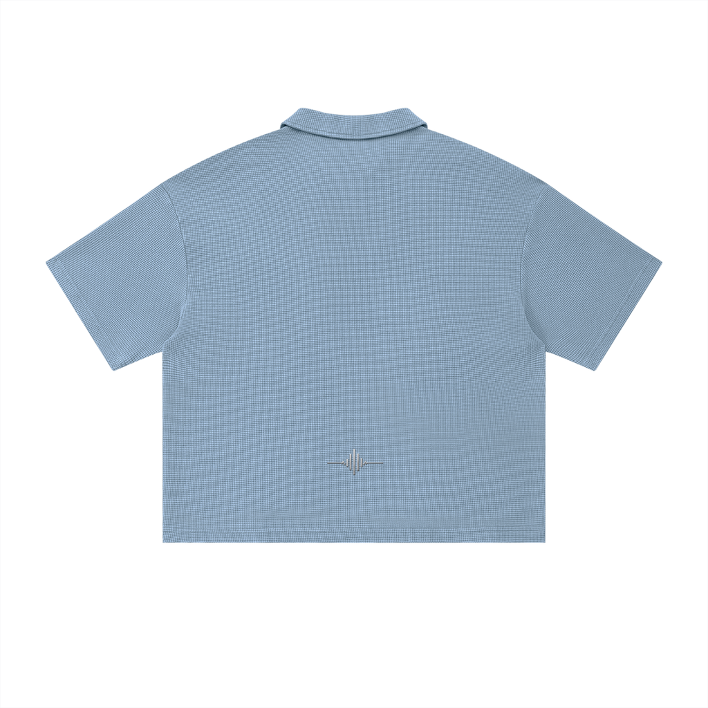 FL450 Unisex Vintage Wash Waffle Boxy Polo Shirt