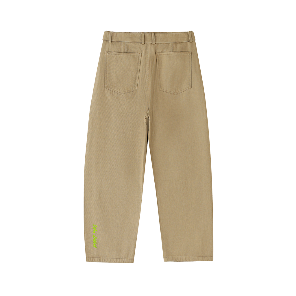 FL450 Belted Barrel-leg Chino Pants - Amame Pues