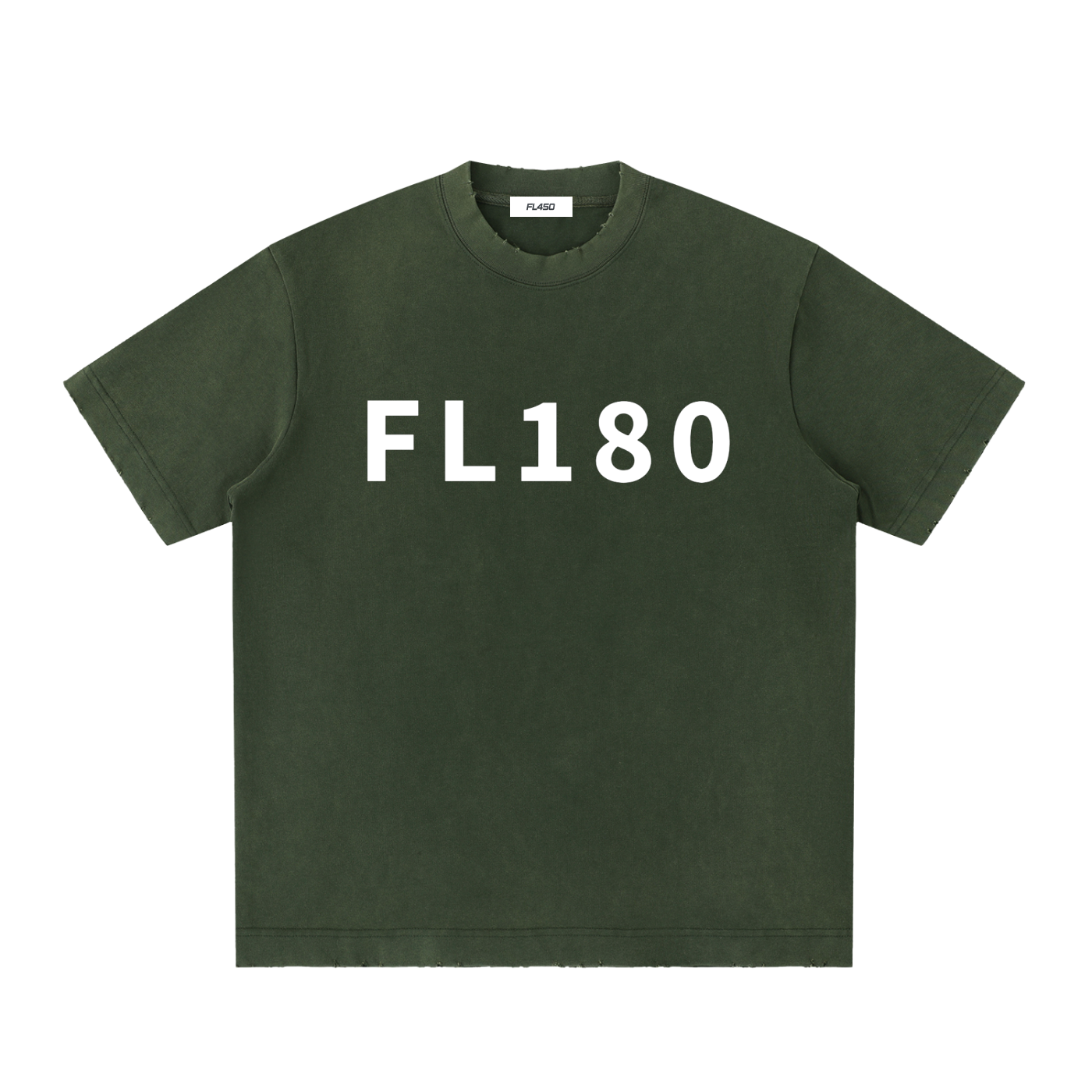 FL180 Heavyweight Vintage Washed Frayed T Shirt