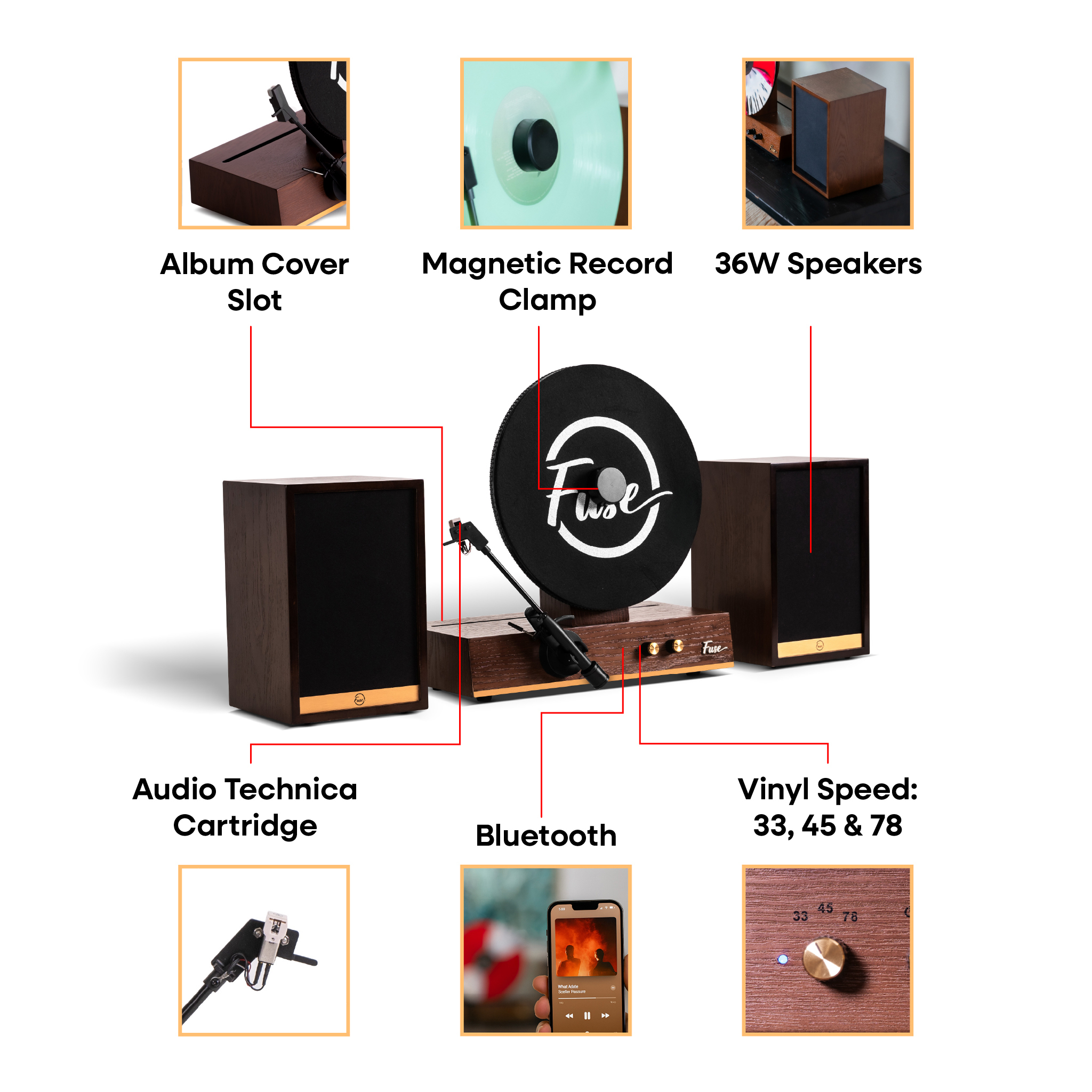 FL450 Audio GLD Vertical Vinyl Record Player
